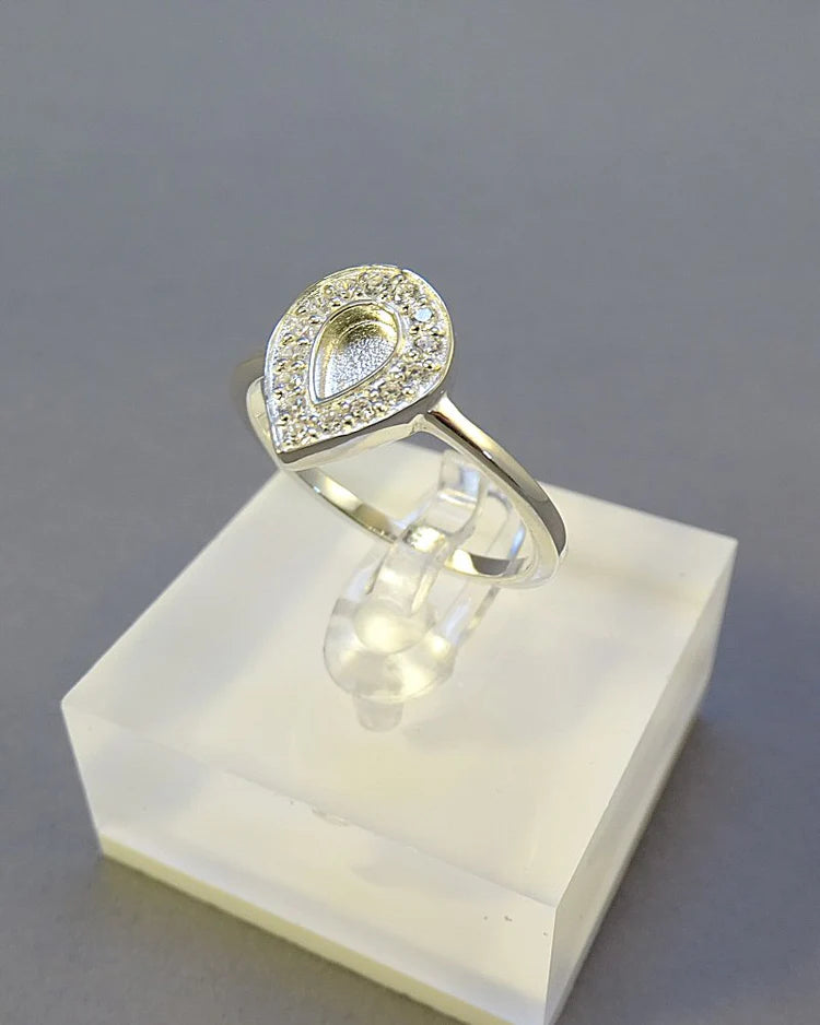 Pear Shape Ring with CZ Surround