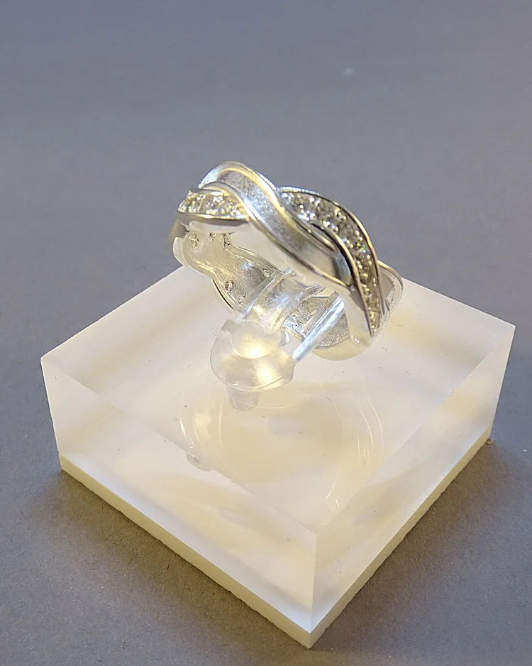 Solid Band Entwined Ring with CZ stones