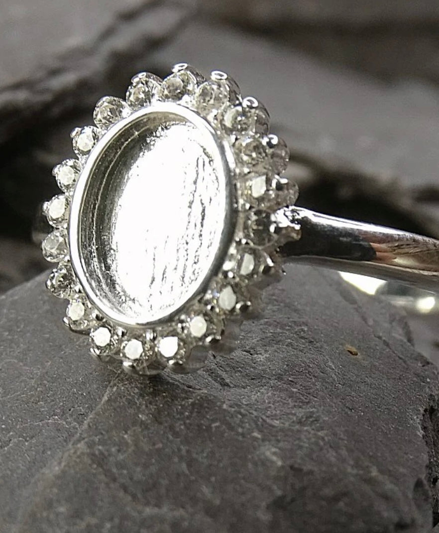 Silver Diana Ring with CZ stones