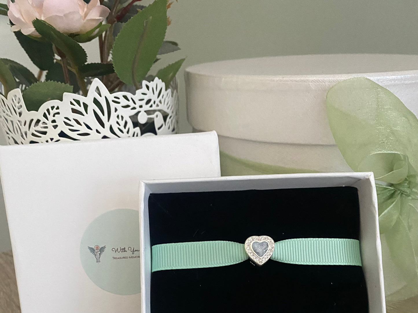 Heart Design Charm with CZ stones