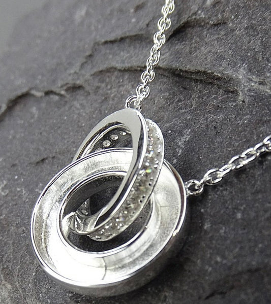 Double Disc Pendant with CZ stones