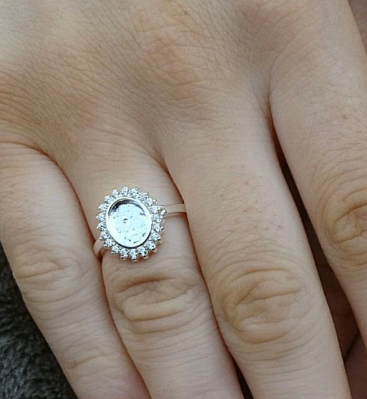 Silver Diana Ring with CZ stones