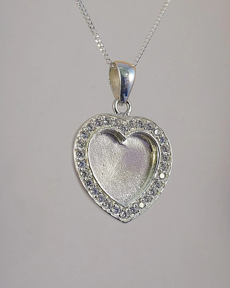 Large Heart Pendant with CZ Surround