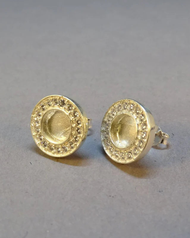 Circle Stud with CZ Stone Earrings
