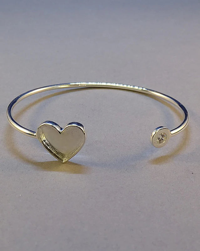Open Single Heart Bangle